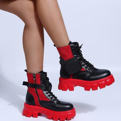 China Women Factory Wholesale Lady PU Leather Knee Lit Boots Buckle Solid Pleated High Shoes Boots for sale