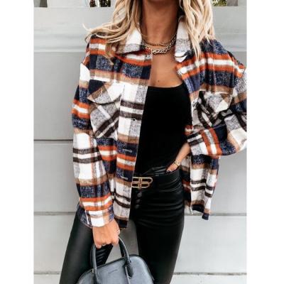 China 2021winter hot ladies clothes cotton plaid fashion lapel loose workable design plus size women's trench coat women's coats for sale