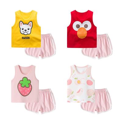 China Baby Sleeveless Summer Sleeveless Summer Vest 100 Cotton Boys Anti-Pilling Clothing Sets Two-Piece Suit for sale