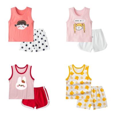 China Wholesale Summer Baby Clothes Anti-pilling Sets Children's Vest Suit Cotton Boy Sleeveless Vest With Pants Kids Clothing Sets for sale