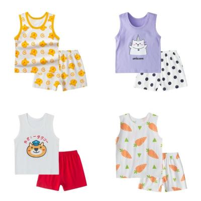 China Anti-pilling anti-pilling 2022 summer sale baby boy girls cotton sports sets infant children cotton sets kids clothes warm vest sleeveless set for sale