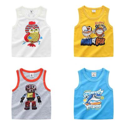 China New Summer Cartoon Casual Kids Boys Print Shirt Crewneck Sleeveless Tank Top For Kids Invest for sale