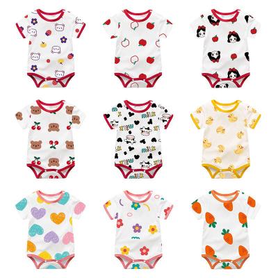 China Overalls 100% Cotton Blends 100% Cotton Newborn Short Sleeve Infant Girls Cute Short Baby Boy Wholesale Cotton Running Rompers for sale