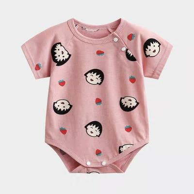 China 100% Cotton Custom Low MOQ Cute Printing 100% Cotton Baby Romper 100% Cotton Baby Jumpsuit With Short Sleeve for sale