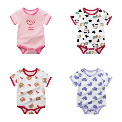 China Hot Selling 100% Cotton 100% Cotton Baby Romper Set Short Sleeve Newborn Baby Rompers for sale