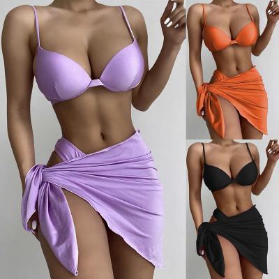 China 2022 Newest Design One Shoulder Antibacterial One Shoulder Solid Color Beach Antibacterial Swimwear Bikini Two Piece Swimsuit Tops for sale