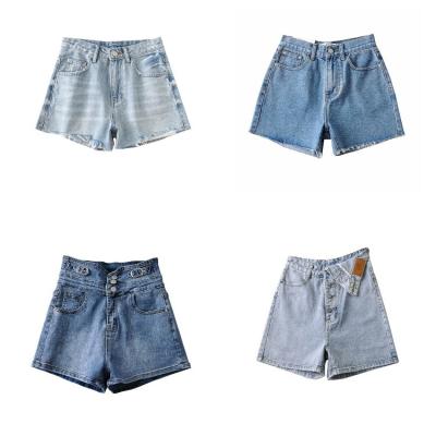 China New Women's Anti-wrinkle Anti-wrinkle summer high waist zipper top denim shorts European and American style denim hot pants for sale