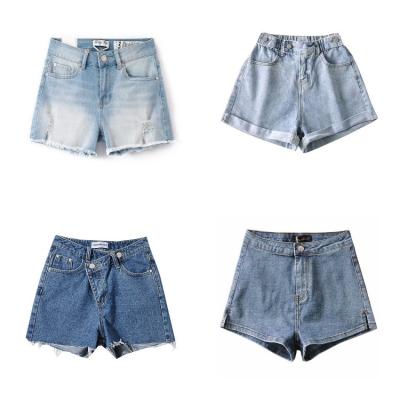 China 20022 New Anti-Wrinkle Women's Jeans Shorts Women Summer Wide Leg Denim Casual Ripped Bottom Distressed Short Pants Ladies Shorts Jeans Pants for sale