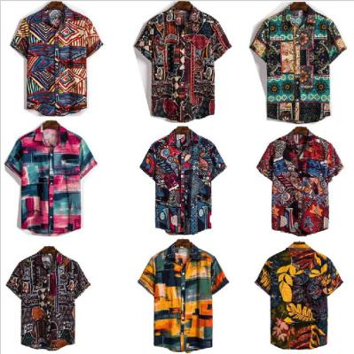 China Anti-pilling anti-pilling 2022 high quality men plus size cotton tie dye shirts resort summer button down hawaiian shirts for sale