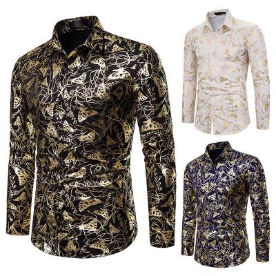 China New Floral Printed Casual Shirt Men's Anti-Pilling Tops Drop Spring Shirts For Men's Long Sleeve T-shirts Man Fashion Clothes for sale