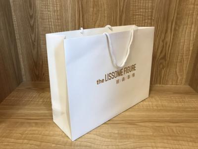 China 250gsm Recycled ODM White Paper Shopping Bags With Handles for sale