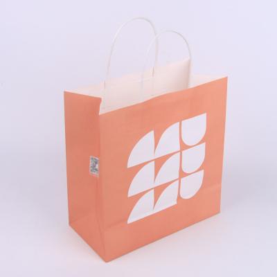 China Recyclable ROHS Kraft Paper Shopping Bags With Handle 4C Offset Printing for sale