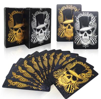 China Durable Foil Stamping Black And Gold Playing Cards Waterproof 280gsm for sale