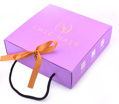 China Pink Colors Printed Matt Lamination Ivory Board Gift Box With Ribbon And Handle for sale