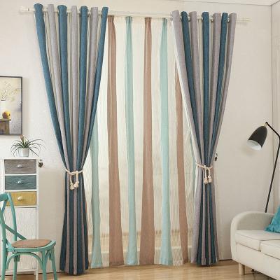 China Blackout LOSPRING factory supplies now blackout single chenille stripe curtains for living room and bedroom curtains for sale