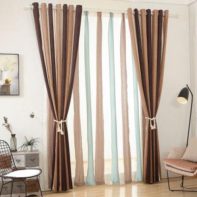 China Blackout LOSPRING factory supplies now blackout single chenille stripe curtains for living room and bedroom curtains for sale