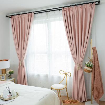 China LOSPRING Blackout Factory Supply Nordic Single Jacquard Star Cotton And Curtain Fabric Living Room Bedroom Blackout Linen Curtain for sale