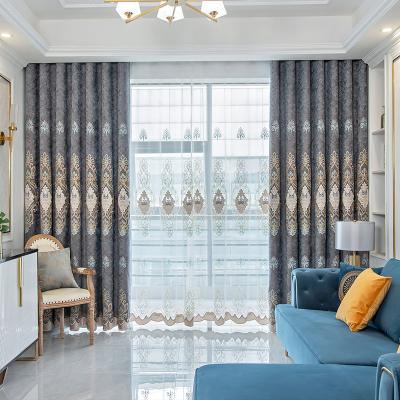 China Luxury Blackout Lospring Factory Curtain Embroidery Customized Ready Made Curtain Fabric Window Drapes For Living Room for sale