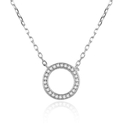 China Cute POLIVA 925 Sterling Silver White Zircon Round Necklace Named Silver for sale