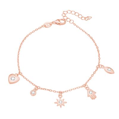 China CLASSIC POLIVA Rose Gold Plated 925 Sterling Silver Ladies Jewelry Heart Sun Bracelet for sale