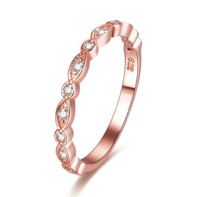 China Environmentally Friendly WOMEN'S Brand Fashion Band Eternity POLIVA Gift Ring Rose Gold Plating 925 Sterling Silver Zircon Engagement Wedding for sale