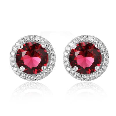 China High Quality Fashion Jewelry 925 Silver Sapphire Gemstone Round Shaped Sterling Silver Stud Earring for sale