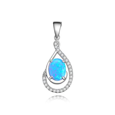 China Nickel Free Jewelry Supplier Wholesale POLIVA Rhodium Plating 925 Sterling Silver Opal Stone Pendant for sale