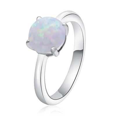 China Fashionable Small Size 925 Sterling Silver Synthetic White Solitaire Opal Silver Ring from POLIVA USA Hotselling for sale