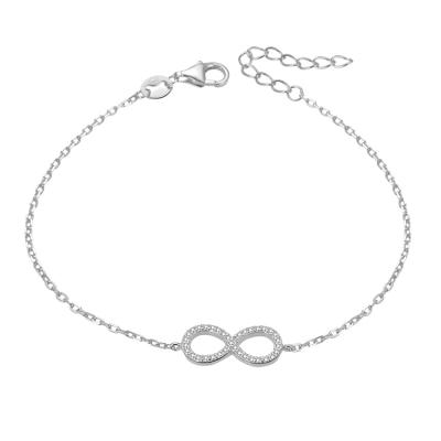 China POLIVA Trendy Rhodium Plated Women Friendship Bracelets 925 Silver Charm Bracelets Accessories Bracelets White Zircon Infinity Bracelets for sale