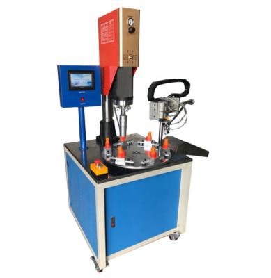 China Plastic Automatic Turntable Six Station ABS PVC Cutting Sealing Welding PVC ABS PP Machine Turntable Plastic Ultrasonic Welding Machine for sale