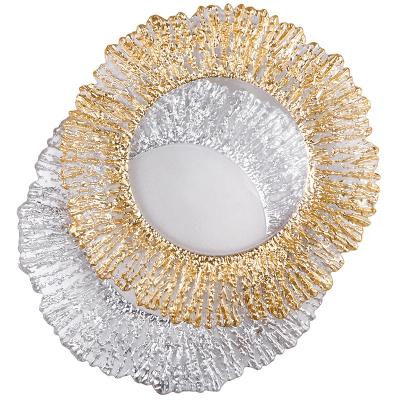 China Yantai Tongli Charger Workmanship Viable Glass Wedding Tableware Dessert Plate Gold Plated Salad Dishes Gold for sale