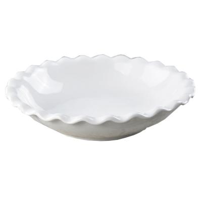 China Yantai Tongli Tableware White Ceramic Lacy Side Large Salad / Pasta Bowl For Restaurant And Hotel for sale