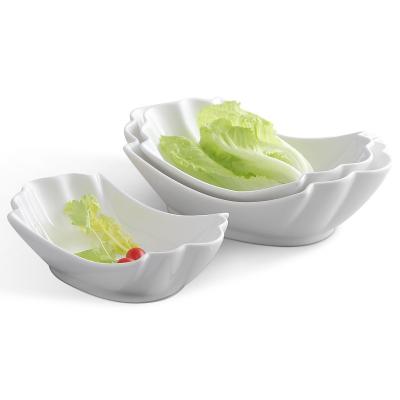 China Yantai Tongli Viable Creative Irregular White Porcelain Salad Fruit Dishes for sale