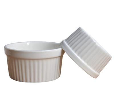 China Sustainable Tongli Porcelain Souffle Dish Ramekins For Cooking Creme Brulee Dish Ceramic Pudding Mug For Ice Cream And Jams Desserts for sale