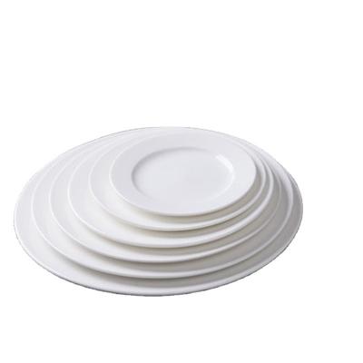 China Yantai Viable Tongli Steak Dish Printing Logo Hotel Bright White Round Ceramic Dish for sale