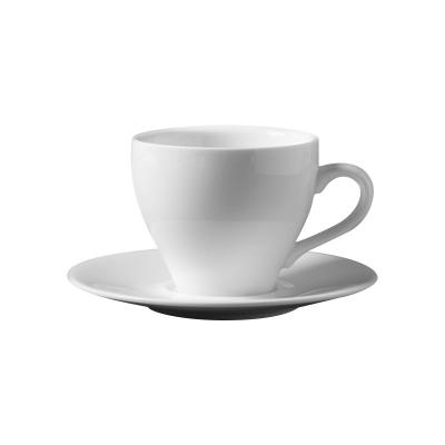 China Viable Yantai Tongli Coffee Ware Porcelain White Ceramic Coffee Cup Saucers Set for sale