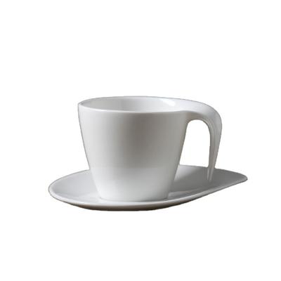 China Viable Yantai Tongli Coffee Ware Porcelain White Ceramic Coffee Cup Saucers Set for sale