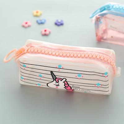 China Schools & Large Plastic Pouch Unicorn Pencil Case Offices Zipper Pencil Bag Kids Stationery Plastic Pouch for sale