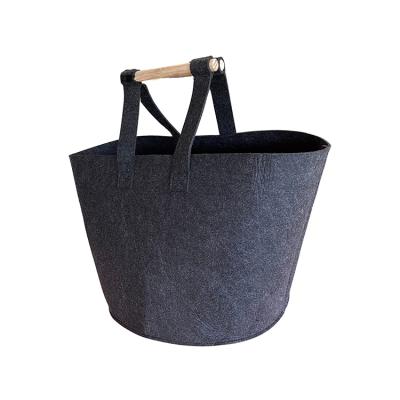 China Multi Function Folding Portable Clothes Toy Laundry Sofa Side Storage Customized Gray Felt Bag for sale