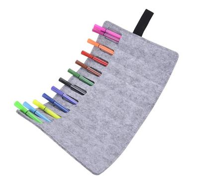 China Wholesale Custom High Quality 12 Slots Eco-friendly Felt Envelope Pencil Roll Bag for sale