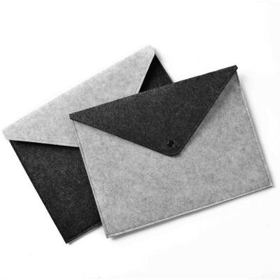 China Wholesale Single Eco-friendly Custom Soft Logo Snap Envelope A4 Holder Felt Document Bag With Snap for sale