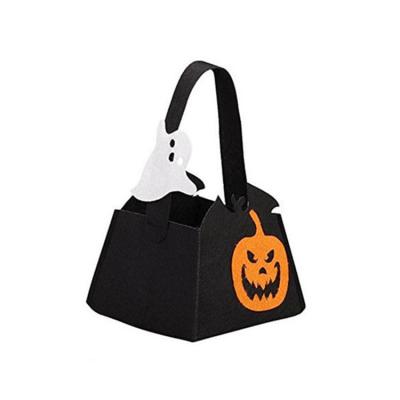 China Eco-friendly Thickened Pumpkin Tote Bag Candy Felt Halloween Bag for sale