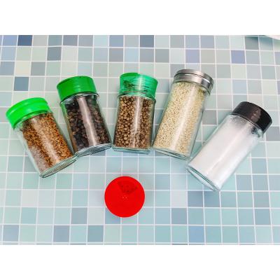 China Recycled Salt Shakers Stocked Materials 120ml Spices Cheap Sea Salt 4oz Round Glass Jars For Spices Packaging for sale