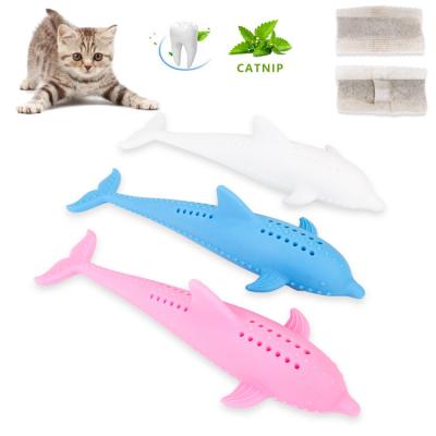 China Viable Pet Toys 2020 Amazon Pet Cat Toy Fish Toothbrush Catnip Silicone Fish Stick Cat Molar Toothbrush for sale