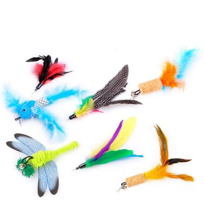 China Cats Factory Supplies Cat Toys Feather Interactive Funny Flying Fish Cat Replacement Head for sale