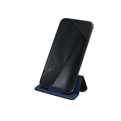 China Mobile Phone Foldable High Quality PU Leather Dark Blue Pocket Foldable Universal Horizontal And Vertical Stand for sale