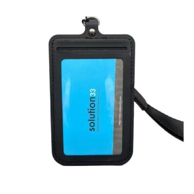 China Moderate Price PORTABLE PU Leather Vertical and Horizontal Cell Phone Holder ID Card Holder Name Badge Holder for sale