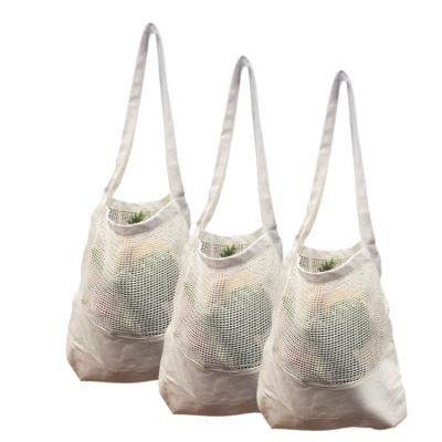 China Fashion Zero Waste 100% Organic Vegetable and Fruit Reusable Shopping Bags 120 Gsm Cotton Tote Mesh Packing Bag Cotton Long Bag for sale