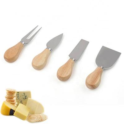 China Three Viable Cheese Suit Cheese Knife Set Cheese Cutting Pieces With Oak Handle for sale