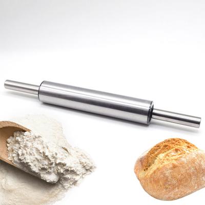 China Viable Wholesale Non-stick Stainless Steel Metal Rolling Pin Cooking Tools For Kitchen Instrument for sale